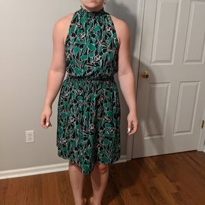 Green floral smocked dress